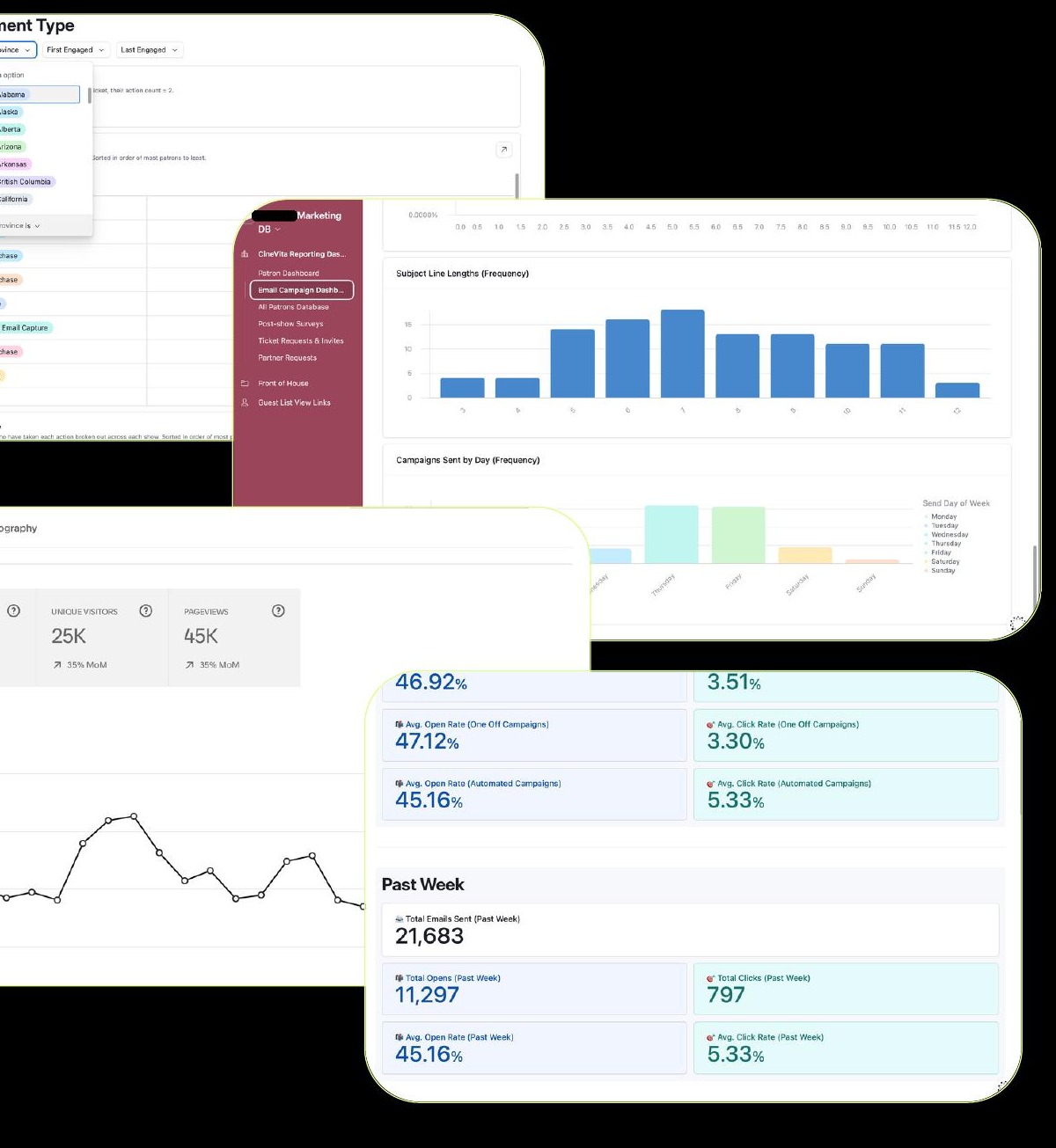 LightUp reporting dashboards showing audience and campaign performance